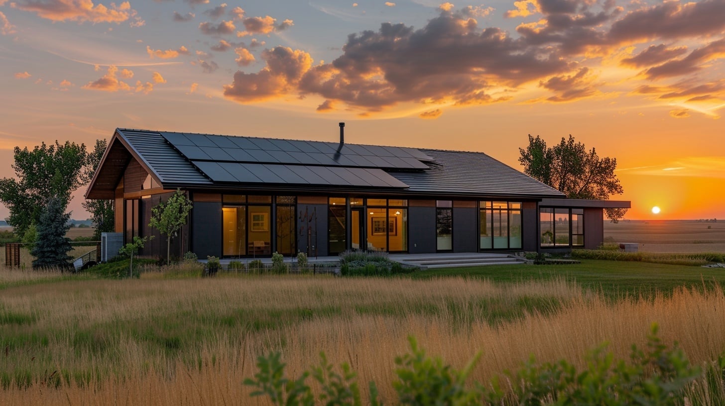 Solar installation at sunset in Alberta